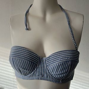 Jcrew blue white stripe nautical 2 piece bikini top and bottom 32C and XS